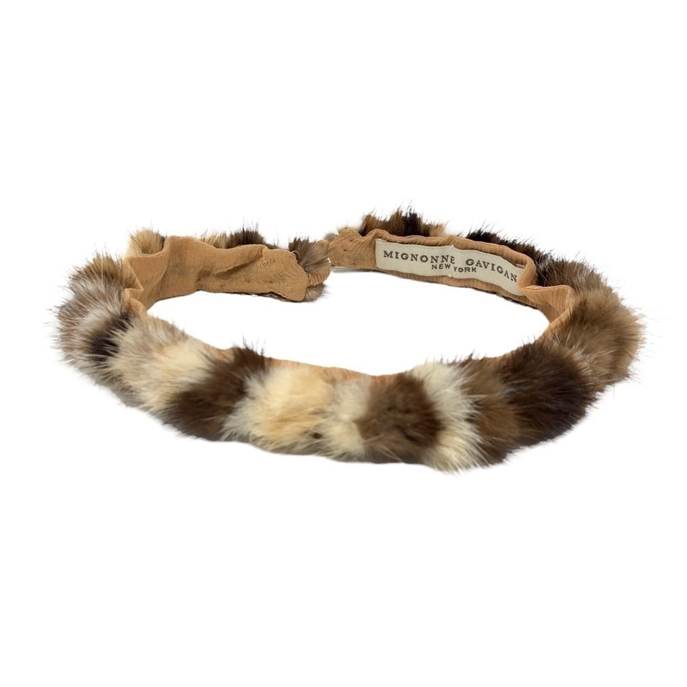 Mignonne Gavigan Fur Beaded Headband Silk Lined Rare